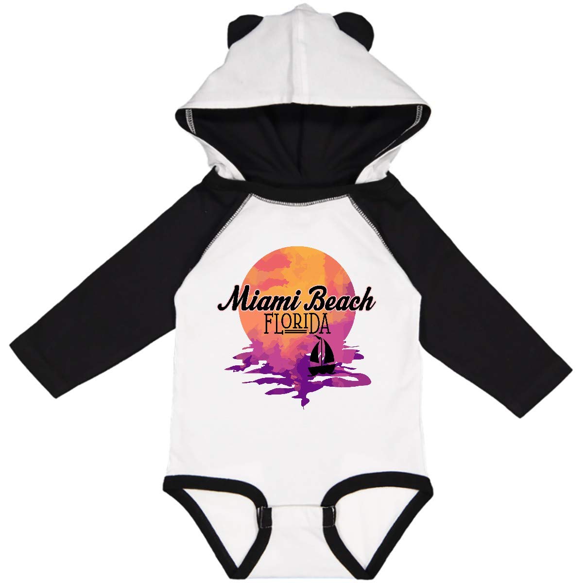 Inktastic Miami Beach Florida Vacation Sunset Long Sleeve Baby Bodysuit - Soft Cotton Onesie for Newborns & Infants - Perfect for Beach Trips, Family Photos & Casual Outings