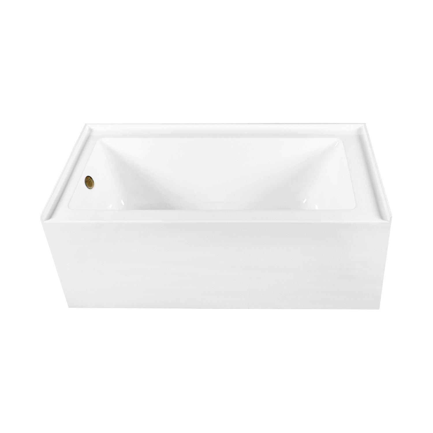 Aqua Eden 66 Inch Acrylic Rectangular 3-Wall Alcove Bathtub Combo with Waste & Overflow Drain - Glossy White/Antique Brass (Left Hand Drain) - Perfect for Modern Bathroom Renovations and Spa-Like Retreats