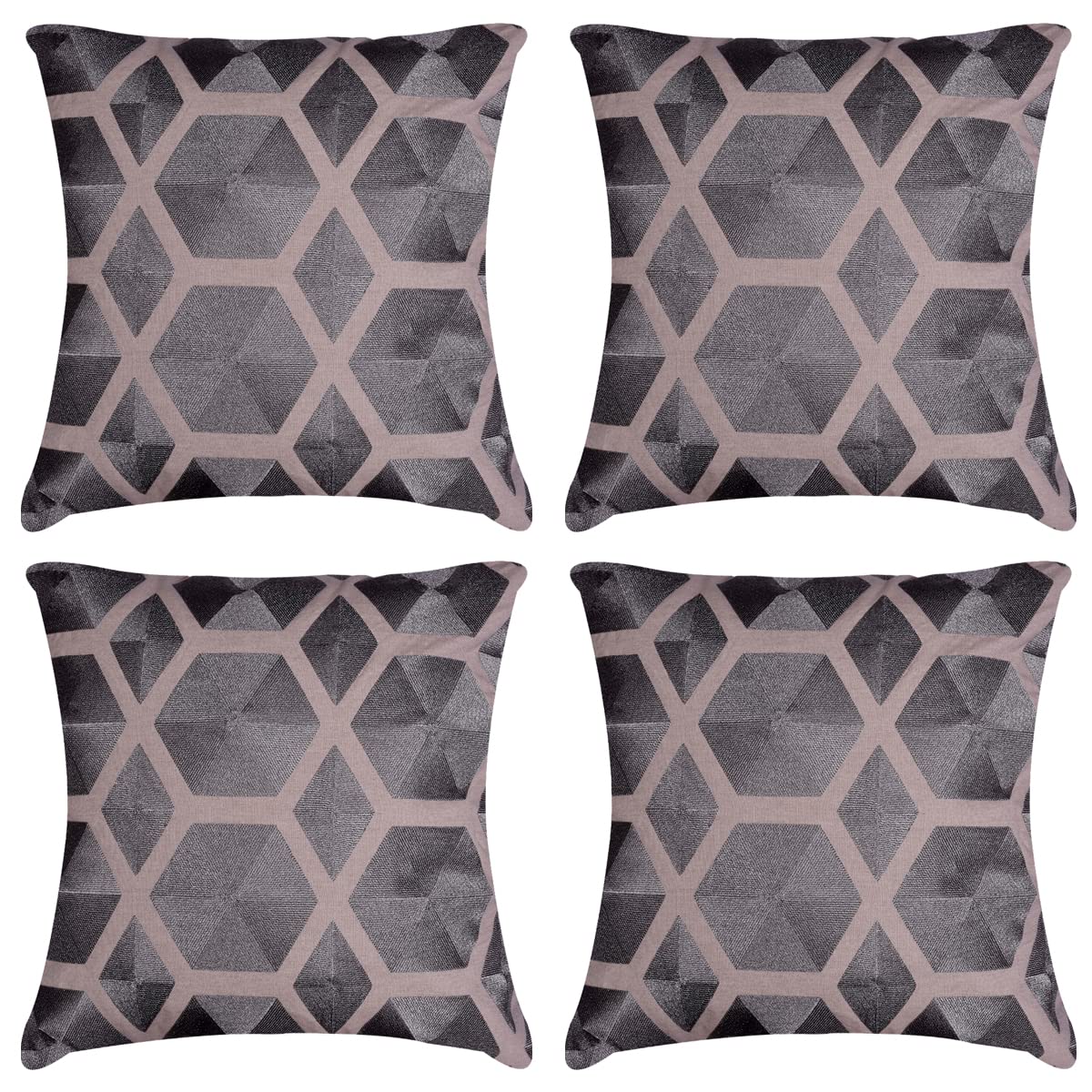 Decozen 20x20 Inch Embroidered Zipper Throw Pillow Covers - 4 Piece Brown Decorative Cushion Cases for Sofa, Couch, Bed, Patio - Perfect for Living Room, Bedroom & Office Home Decor | Cozy Farmhouse & Boho Style Accents