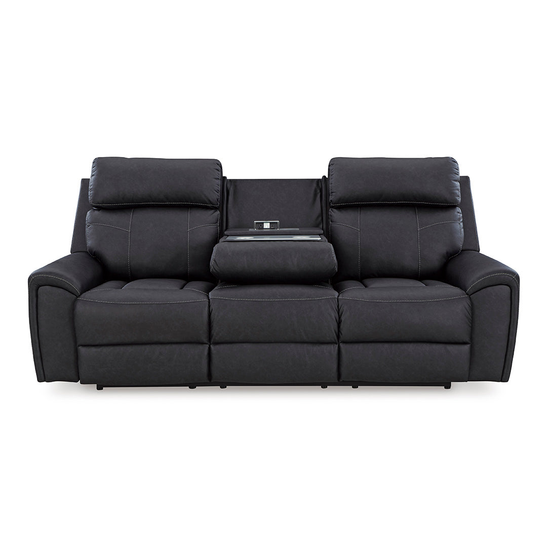 Montacute Reclining Sofa - 3-Seater Leather Recliner Couch with Cup Holders & USB Ports | Perfect for Living Room, Home Theater & Family Relaxation