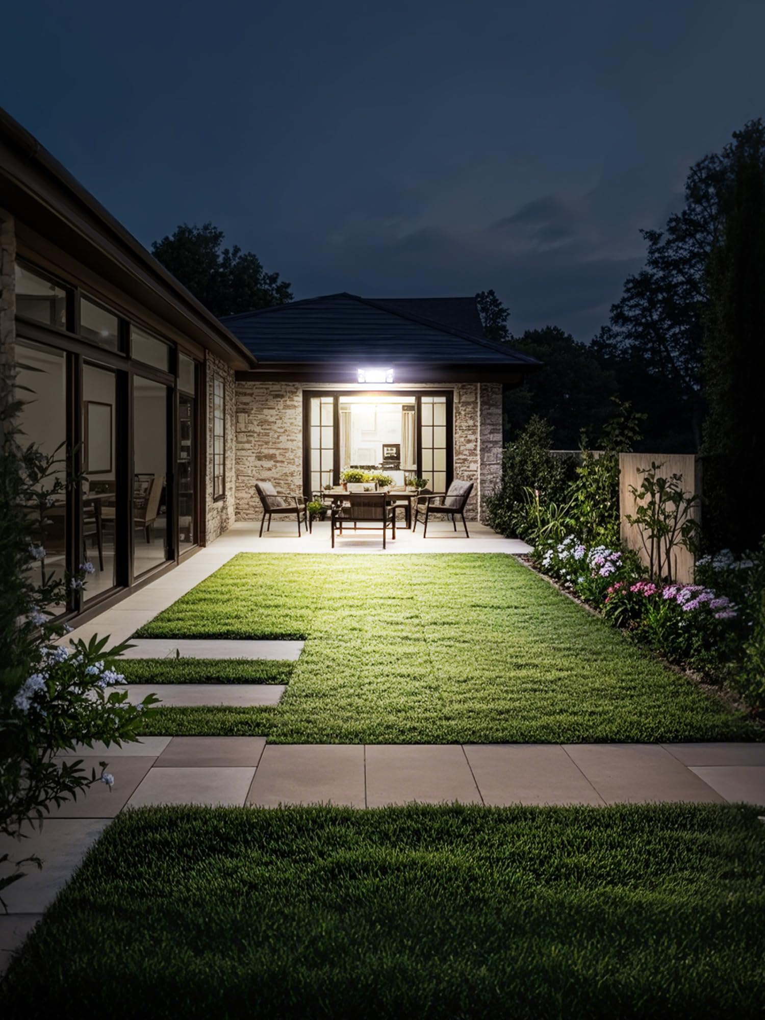 Intelamp Solar Outdoor Lights Waterproof - 1300LM Solar Flood Lights with Dual Motion & Light Sensors, 270° Wide Lighting Angle, 3 Modes - Perfect for Garden, Yard, Patio, Pathway & Driveway Security Lighting