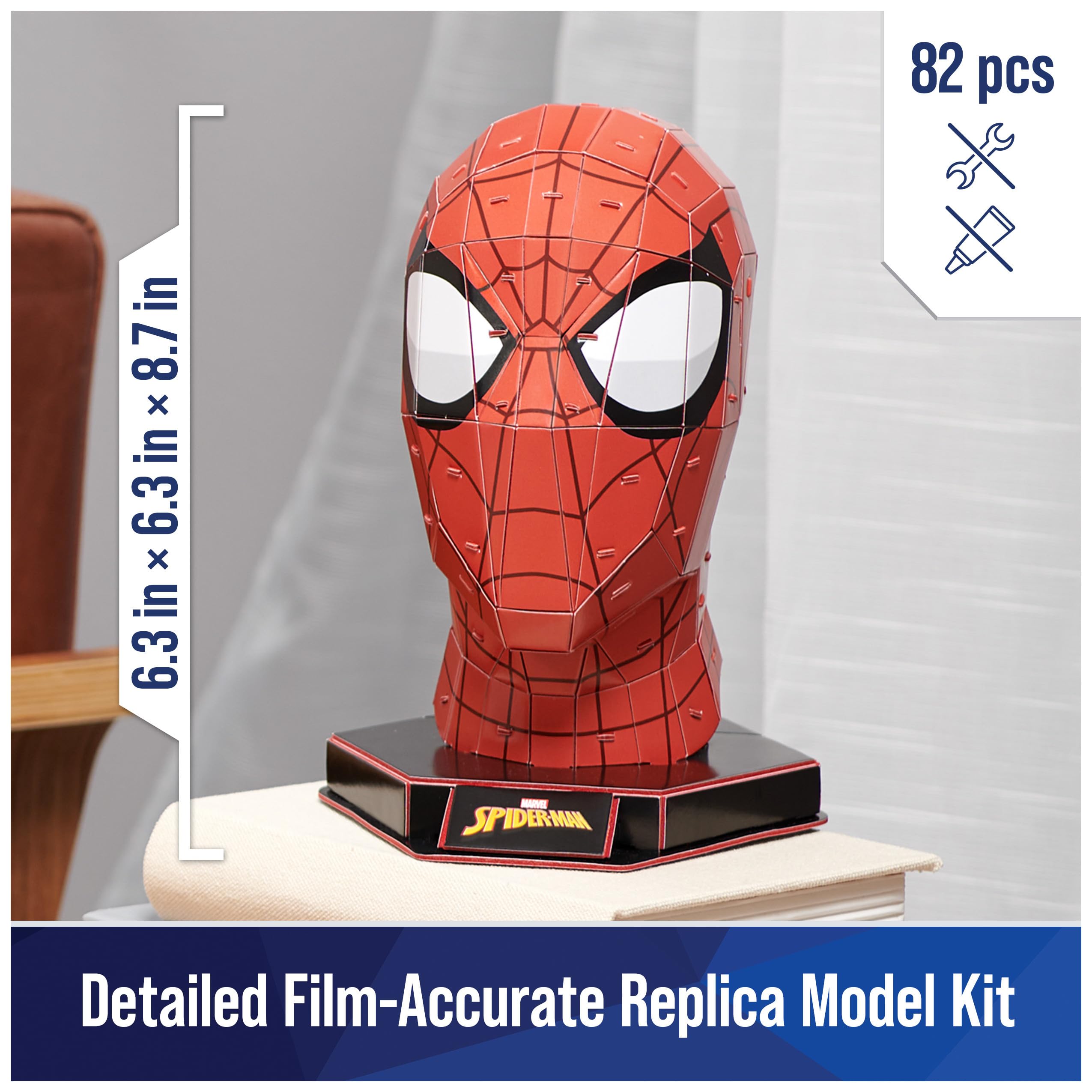 4D Build Marvel Spider-Man 3D Puzzle Model Kit - 82 Pcs with Display Stand | DIY Building Toys for Adults & Teens 12+ | Spider-Man Collectible Desk Decor | Perfect for Home Office, Gifts & Superhero Fans