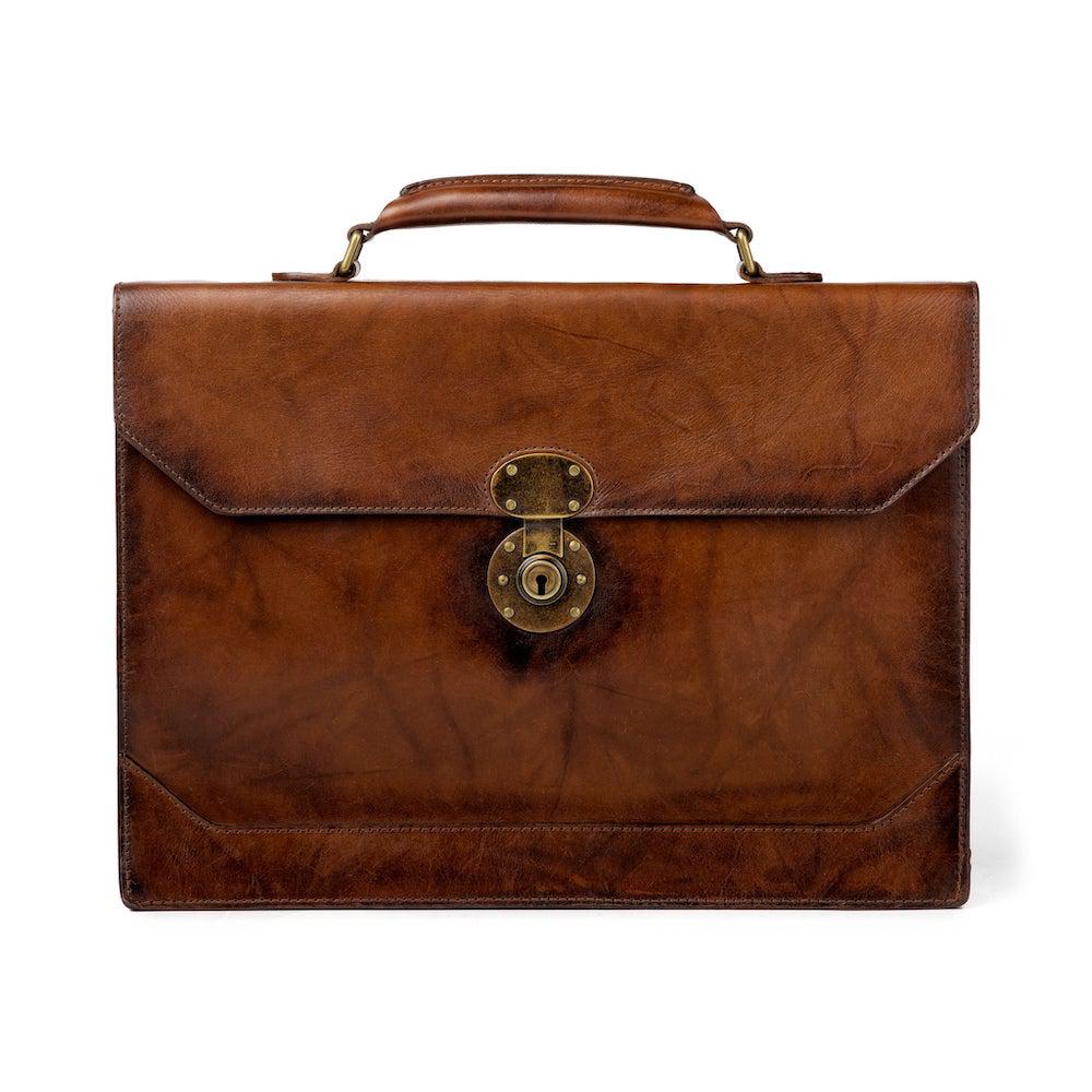 Premium Benjamin Leather Briefcase for Business Professionals - Genuine Leather Laptop Bag with Multiple Compartments - Perfect for Office, Travel & Executive Meetings