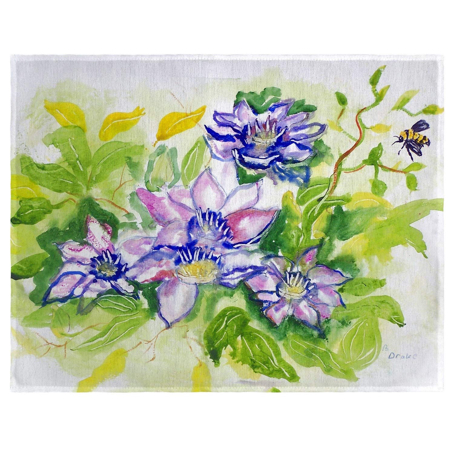 Betsy Drake Clematis Placemats Set of 4 - Premium Cotton Table Mats for Dining Room, Kitchen, and Outdoor Entertaining