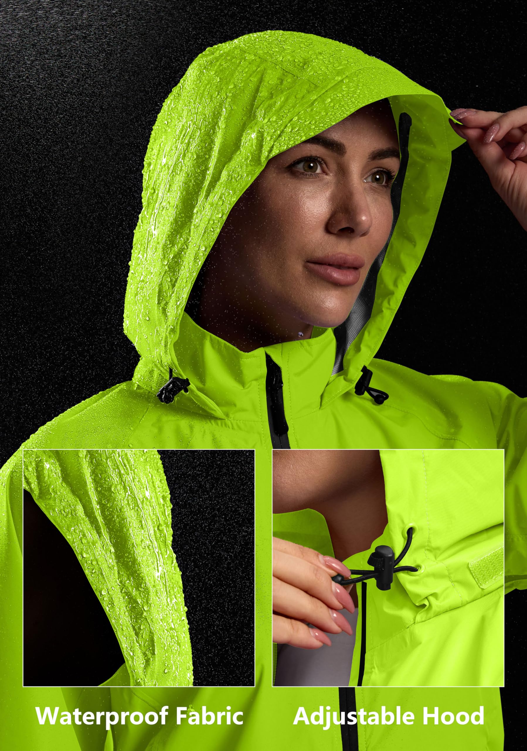 Bikewa Women's Waterproof Cycling Rain Jacket - Lightweight Windproof Running Windbreaker with Reflective Stripes & Packable Hood - Perfect for Biking, Jogging, Hiking & Outdoor Activities