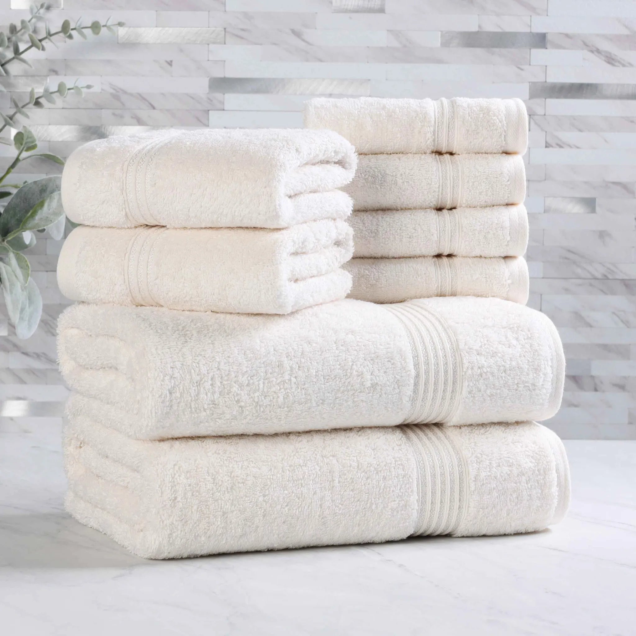Premium Heritage Egyptian Cotton Plush Heavyweight 8-Piece Bath Towel Set - Ultra Soft & Absorbent for Spa, Luxury Hotel & Home Bathroom Use