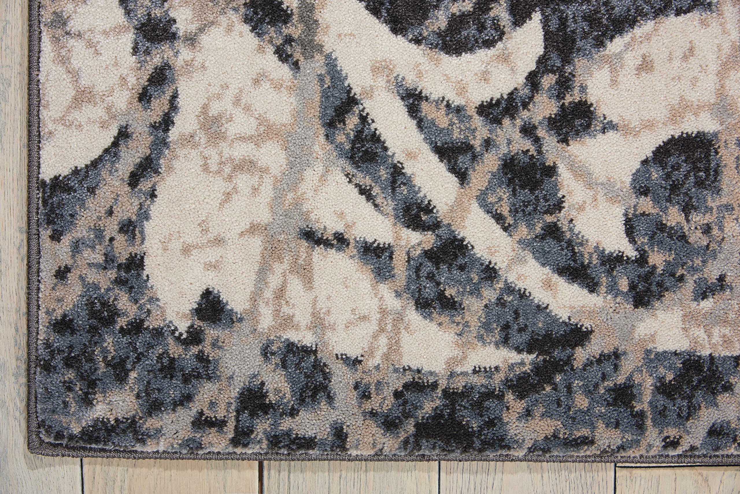 Nourison Maxell Ivory/Charcoal 4x6 Area Rug - Non-Shedding, Easy to Clean, Soft & Durable - Perfect for Living Room, Bedroom, Dining Room & Kitchen Decor