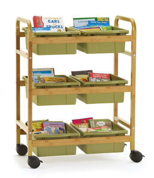 Bamboo Book Browser Cart - Portable Book Display Stand for Libraries, Bookstores & Home - Perfect for Organizing Books, Magazines & Reading Materials