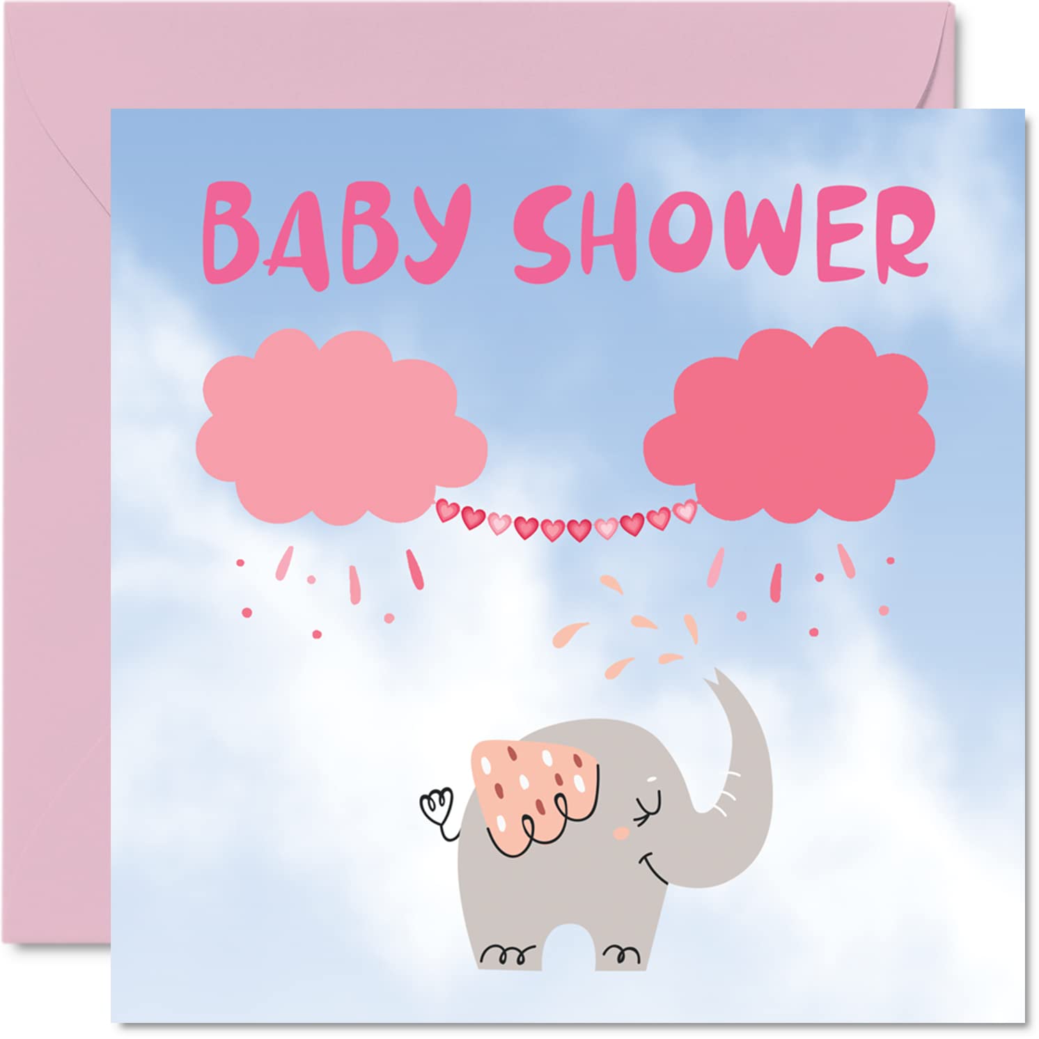 Baby Shower Greeting Cards - Cute Elephant Design for Newborn Girls, Congratulations & Welcome to the World Cards (145mm) - Perfect Gift for Parents & Baby Showers | Ideal for Birth Announcements, New Mom Gifts & Nursery Decor