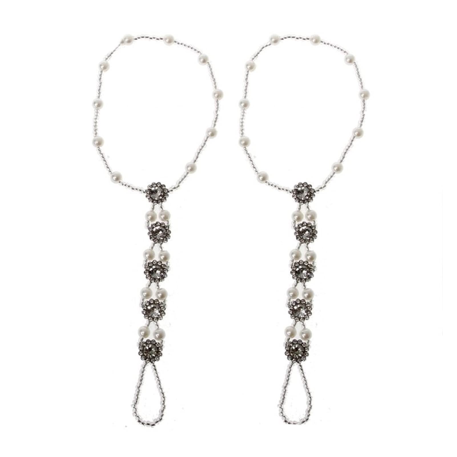 2-Piece Pearl Ankle Chain Set for Women - Elegant Beach Wedding Barefoot Sandal Jewelry, Adjustable Anklet (One Size) | Perfect for Summer Vacations, Boho Weddings & Beach Parties