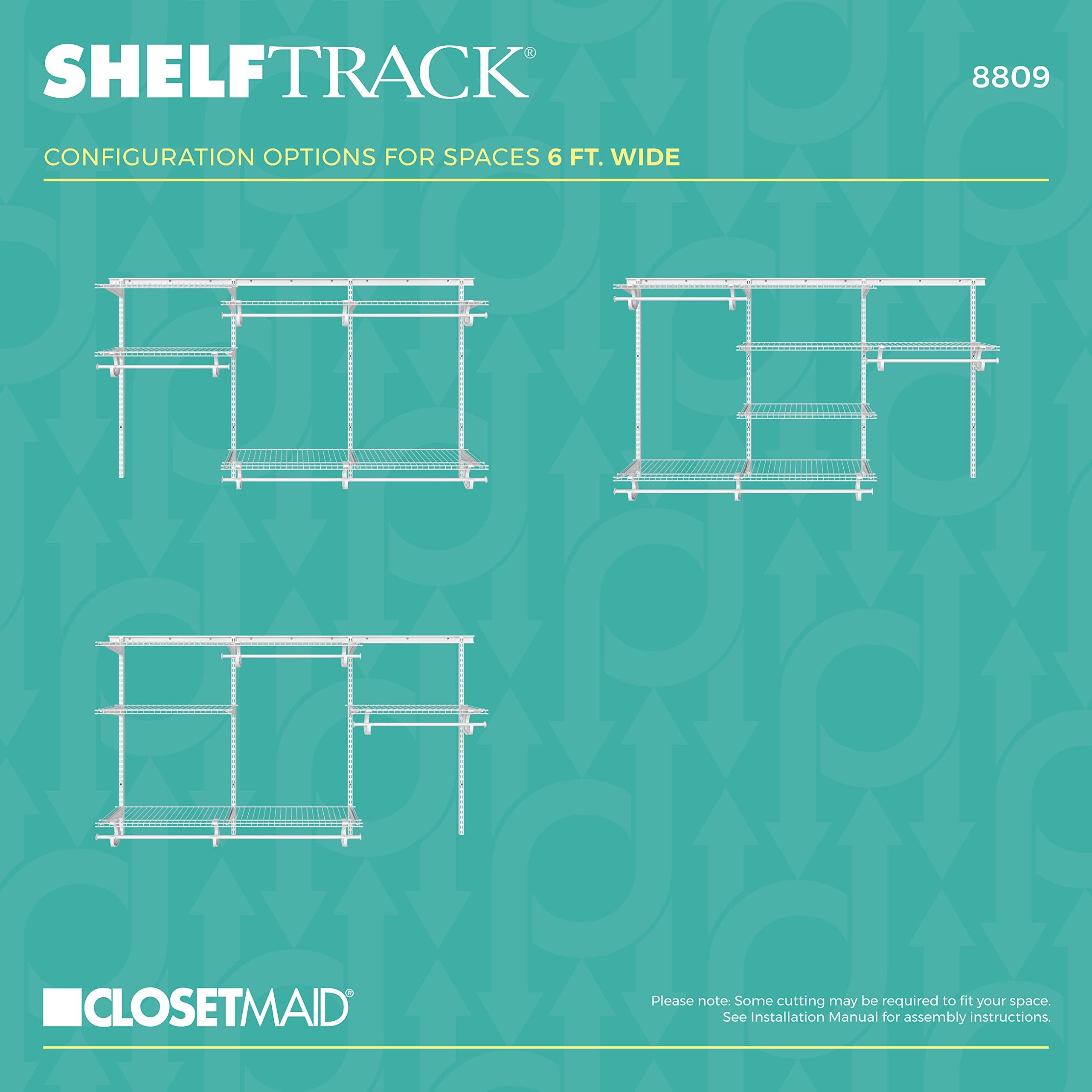 ClosetMaid Adjustable Wire Closet Organizer System 5-8 Feet with Shelves & Clothes Rods - Durable Steel Closet Storage Solution for Bedroom, Walk-in Closet & Home Organization (White)