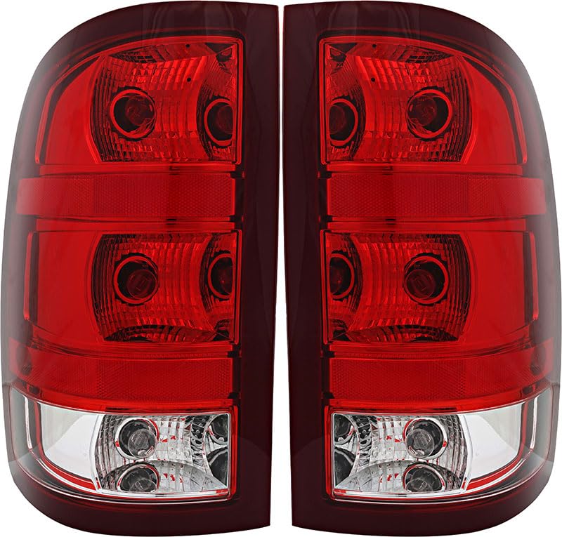 GMC Sierra 1500 2500 3500 Tail Lights Lamps Set (2007-2013) - Driver & Passenger Side Replacement - Perfect for Night Driving & Enhanced Safety