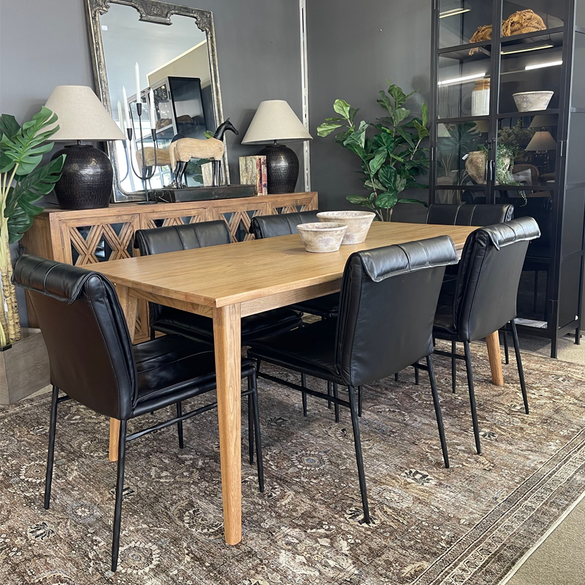 Vicchy Solid Oak Dining Table 180cm - Modern Farmhouse Style for Dining Room, Kitchen, and Entertaining