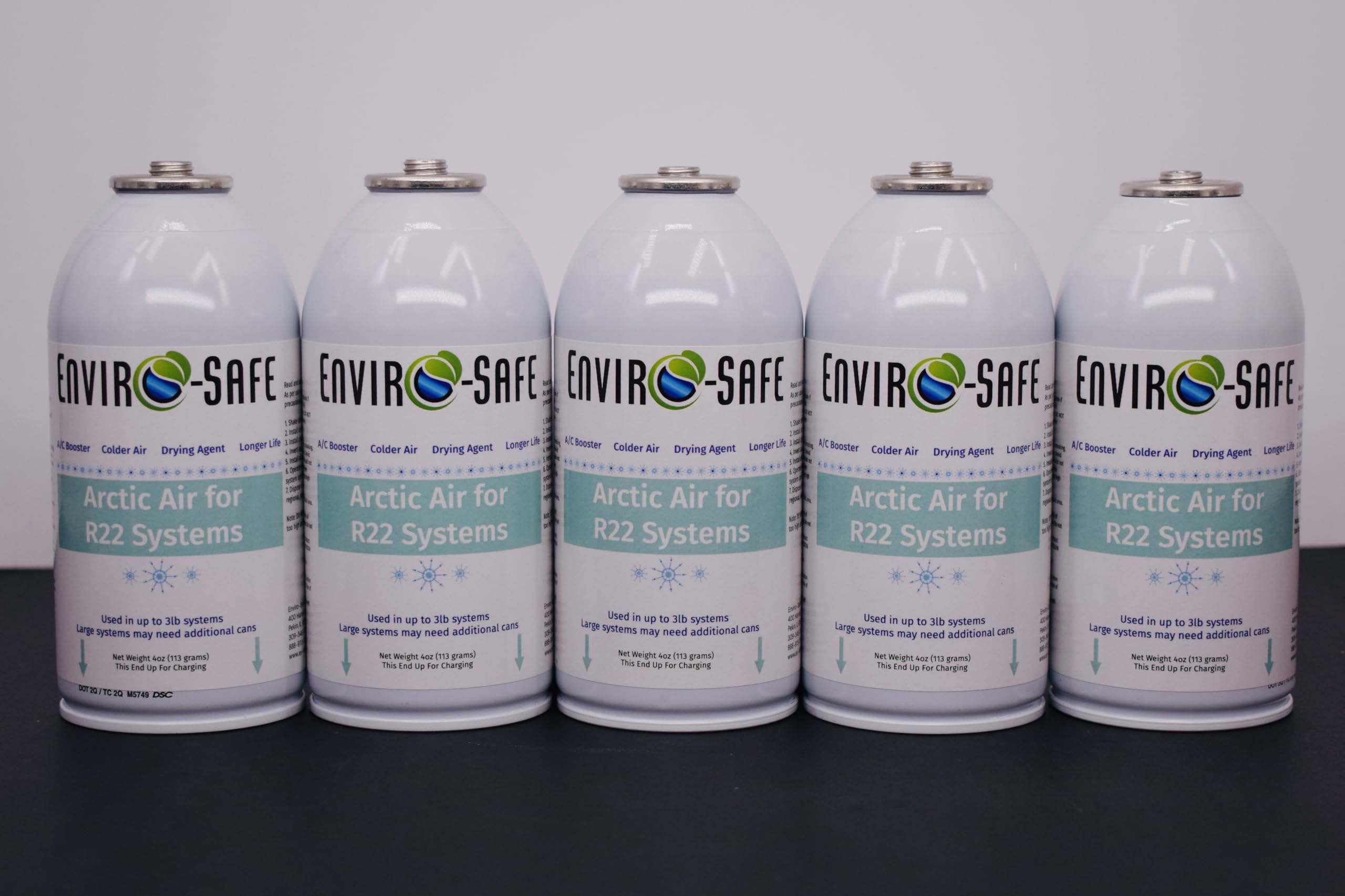 Arctic Air Refrigerant for R22 Systems - 5 Cans of Envirosafe White Freon | Perfect for Home AC Units, Commercial Refrigeration & HVAC Maintenance