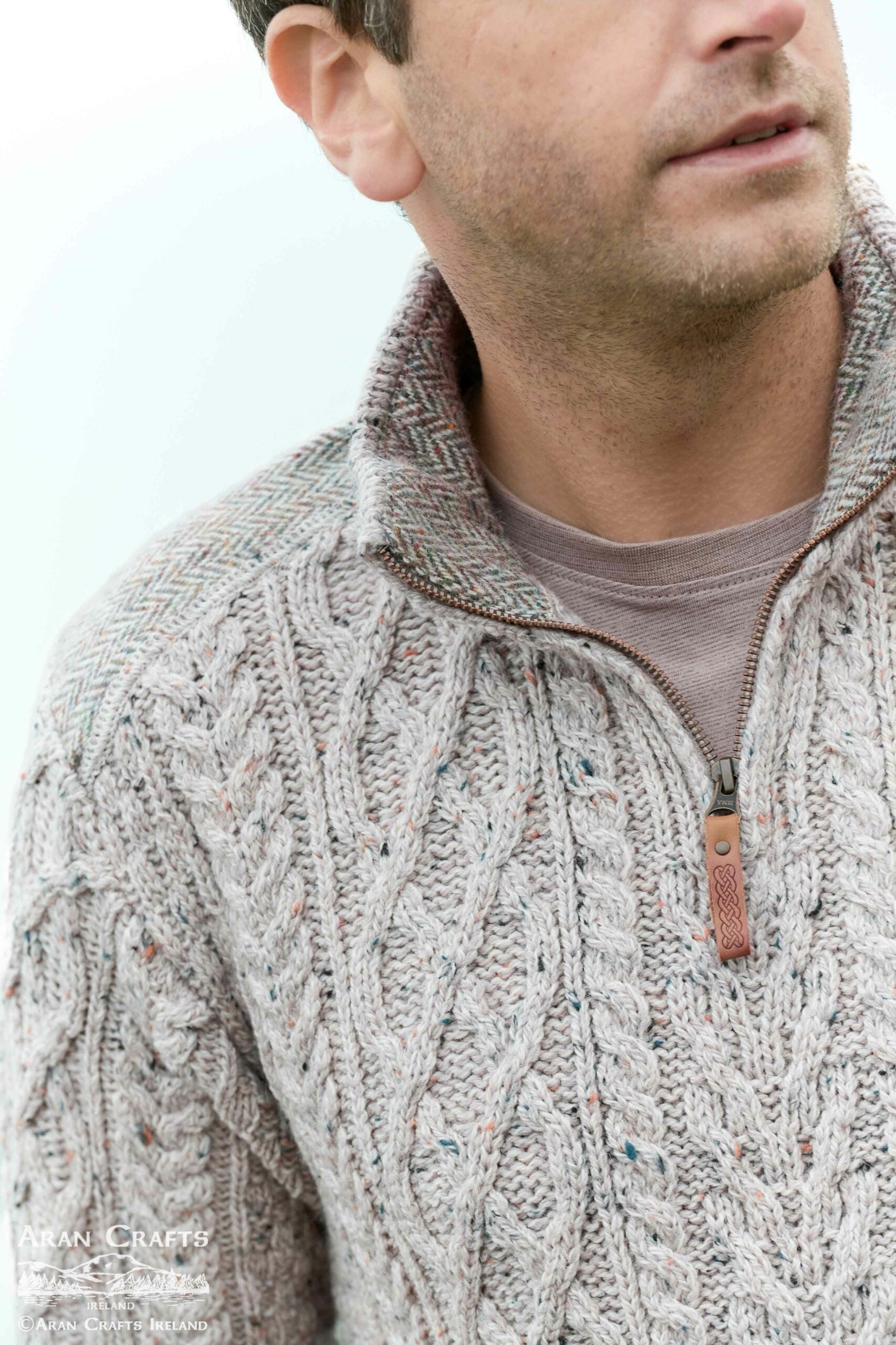 Curracloe Half Zip Sweater for Men & Women - Soft Fleece Pullover with Tweed Patch Detail - 2 Color Options (Navy/Beige) - Perfect for Fall Layering, Outdoor Adventures & Casual Office Wear