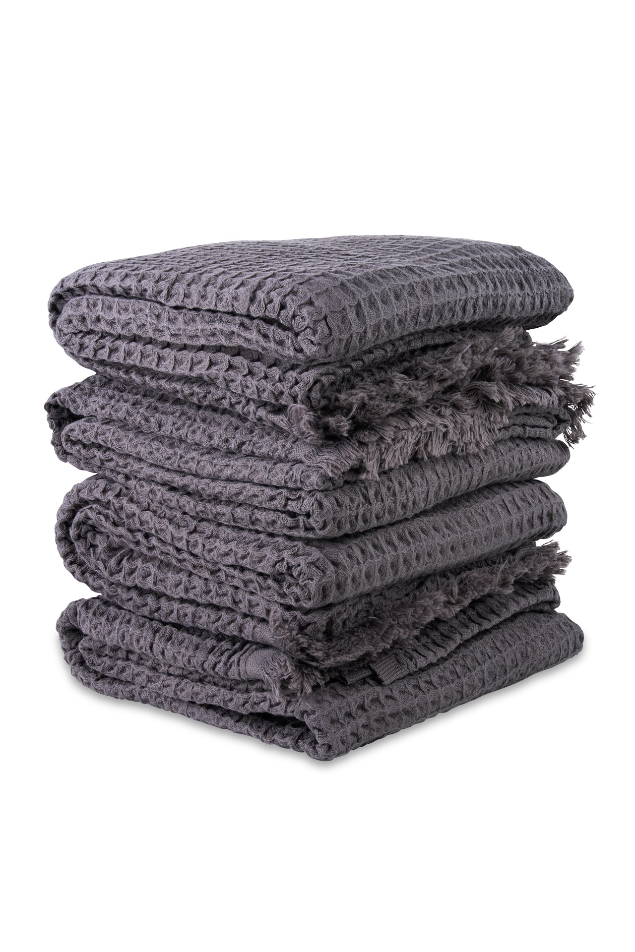 Premium 4-Pack Waffle Weave Charcoal Turkish Towels - Ultra Soft & Absorbent Bath, Beach & Spa Towels for Travel, Gym & Home Use