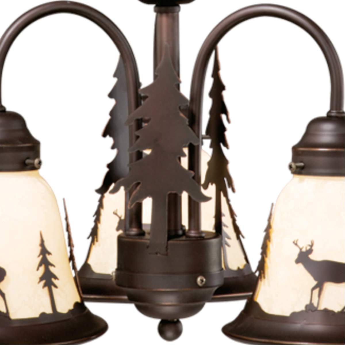**3-Light Burnished Bronze Rustic Deer Ceiling Fan Light Kit - Lodge & Wildlife-Themed Lighting for Cabin, Farmhouse, or Rustic Home Decor**