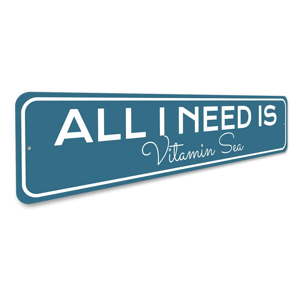 All I Need Is Vitamin Sea Beach House Decor - 9 x 36 Inches Coastal Wall Art for Living Room, Bathroom, or Bedroom