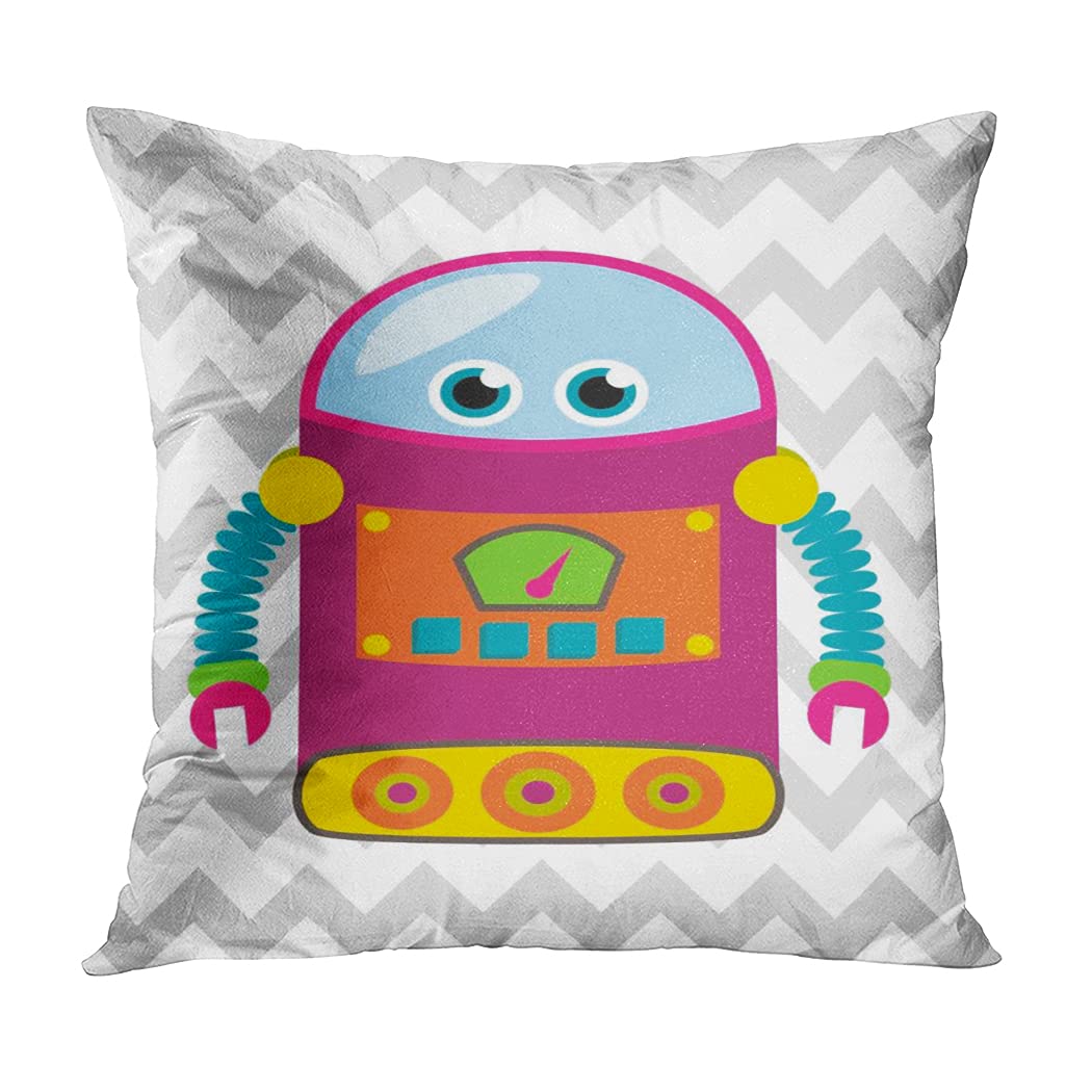 4 Pack Robot Chevron Throw Pillow Covers 20x20 Inch - Modern Square Cushion Covers for Sofa, Bed, Couch - Boys Room Decor & Home Accent - Perfect for Living Room, Nursery, Dorm Room