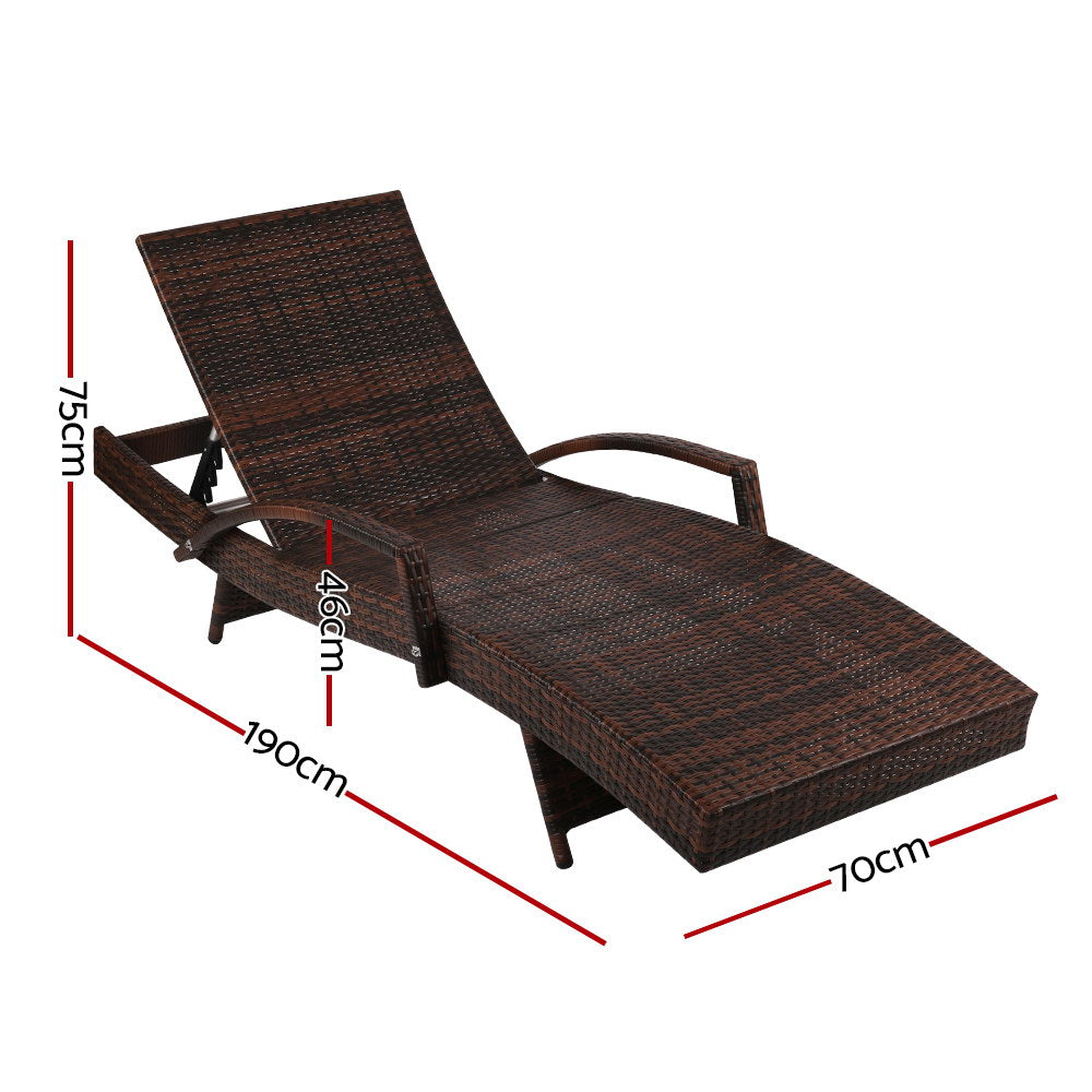 Premium Bianca Outdoor Sun Lounger Chair with Cushion - Waterproof & Comfortable Patio Furniture for Poolside, Beach, Garden Relaxation (Brown)