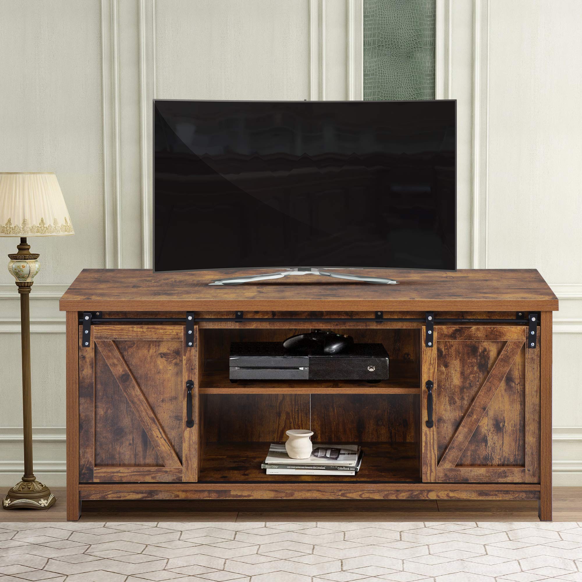 Farmhouse Sliding Barn Door TV Stand for 60