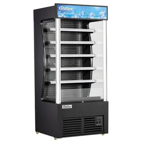 Coldline AOC 36B 36-Inch Black Open Air Refrigerated Display Merchandiser - Commercial Refrigerator for Grocery Stores, Delis & Convenience Stores