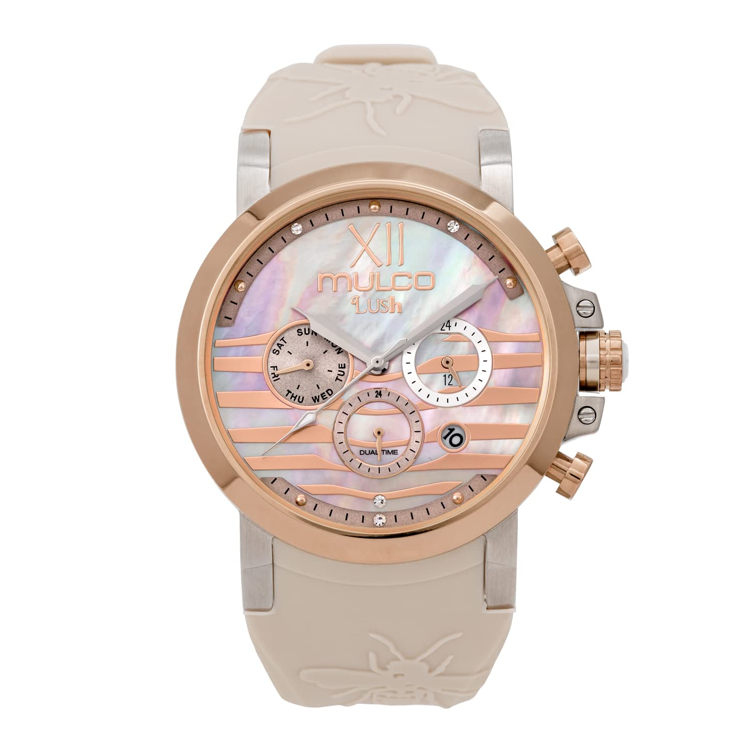 Luxury MULCO Lush Women's Stainless Steel Watch with Quartz Movement, Swarovski Crystals & Silicone Band - Water Resistant, Scratch-Resistant Mineral Glass - Perfect for Everyday Wear, Office & Special Occasions