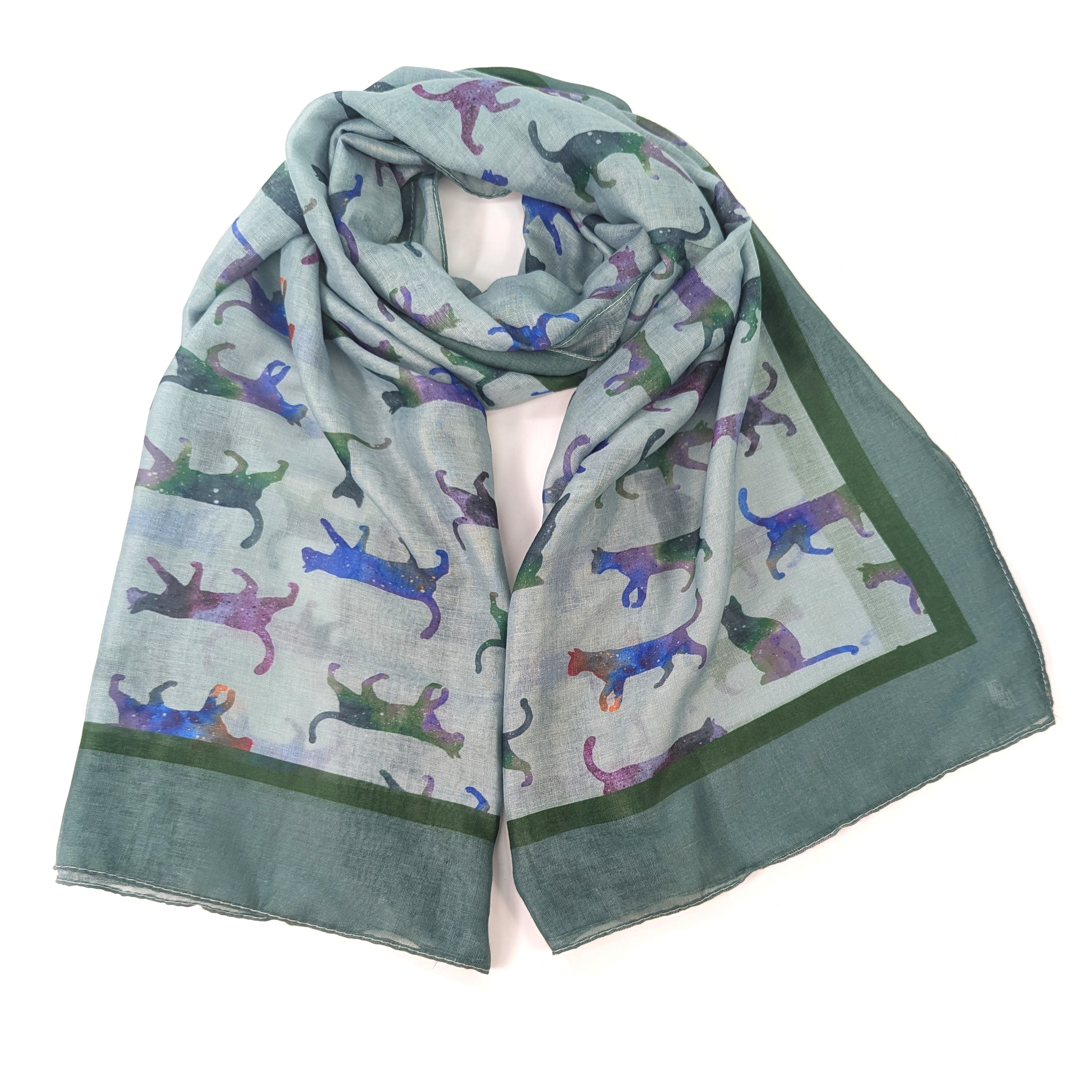 Clio The Cat Scarf - Soft Sage Green Winter Scarf (50x180cm) for Women & Men - Cozy Fashion Accessory for Cold Weather, Outdoor Activities, and Gift Giving