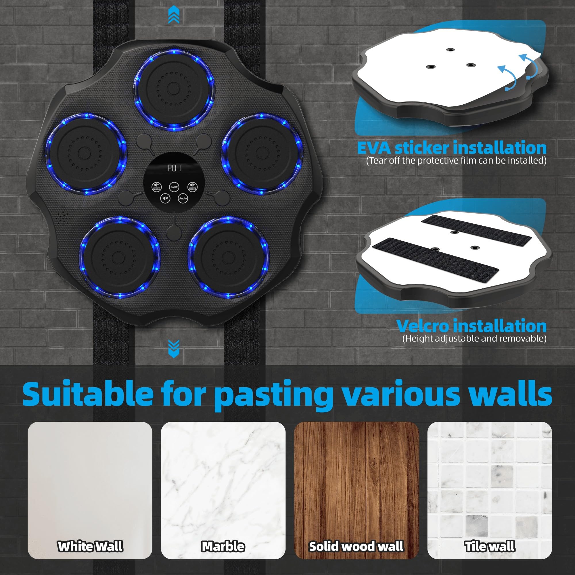 2025 Smart Bluetooth Music Boxing Machine for Adults & Kids - Interactive Punching Bag with Gloves, Large Wall Mounted Electronic Punching Pad - Perfect for Home Gym, Office Workout & Stress Relief