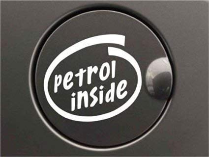 Roonir White Petrol Inside Decal - Waterproof Die-Cut Car Fuel Lid Sticker - Perfect for Car Customization & Fuel Cap Protection