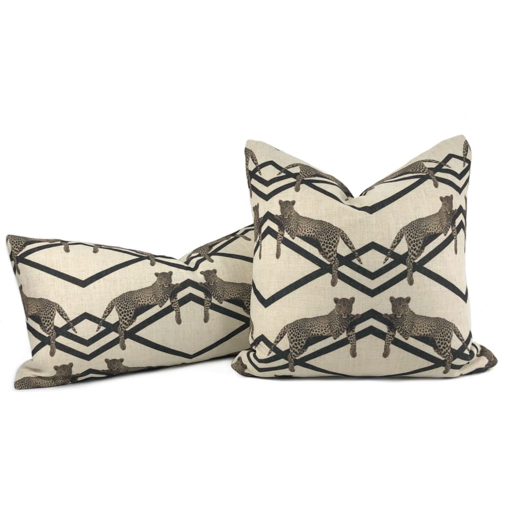 Kingsley Black Beige Leopard Print Pillow Cover - Stylish Decorative Throw Pillow Case for Sofa, Bed & Home Decor