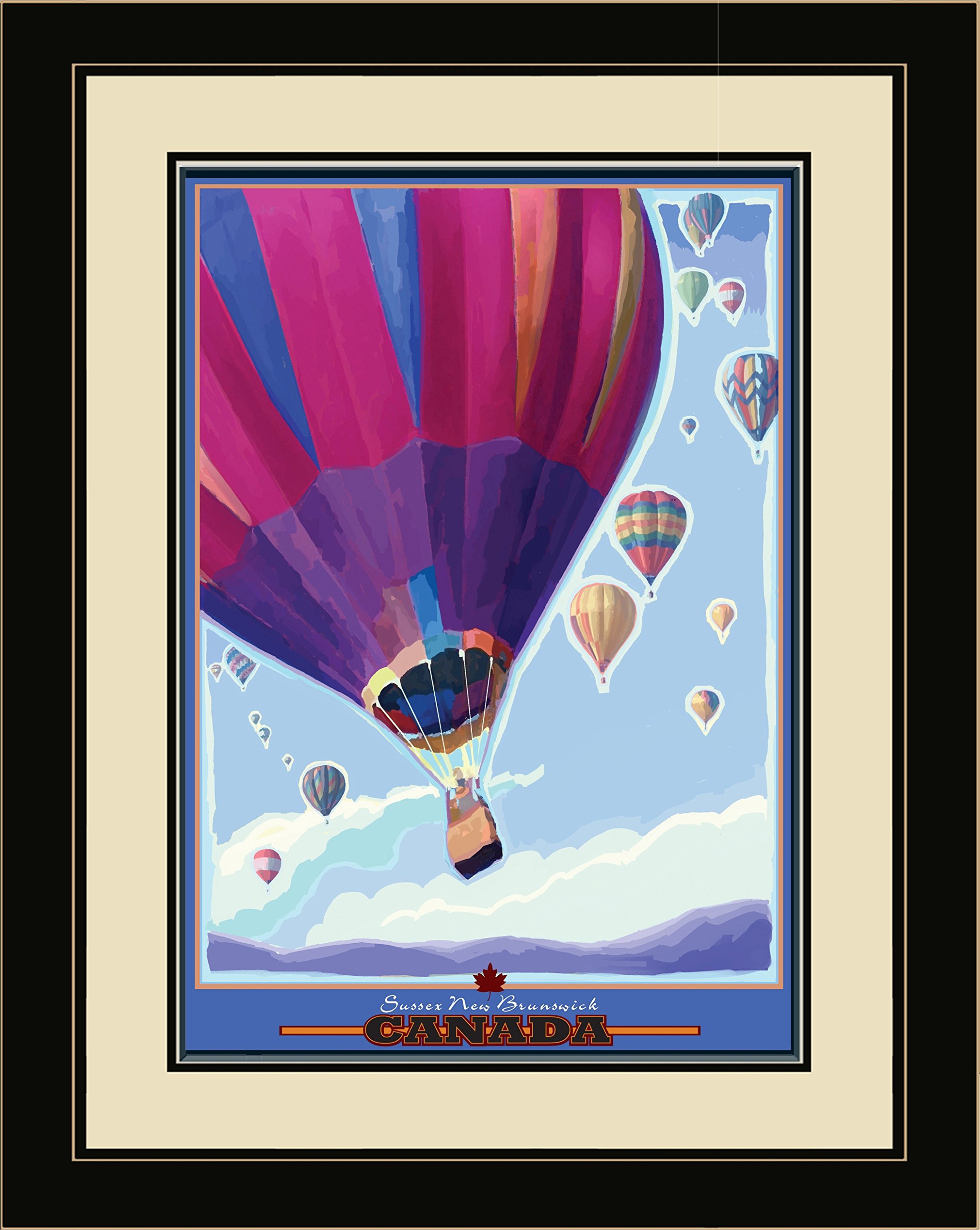 Joanne Kollman Purple Hot Air Balloons Framed Wall Art - 20x26 Inches - Northwest Art Mall JK-2362 - Perfect for Living Room, Bedroom & Office Decor