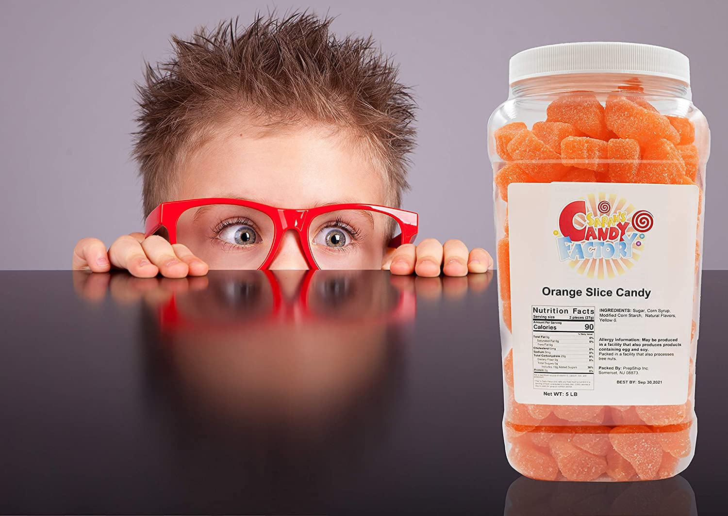 Orange Slice Candy - 5 Lbs Bulk Candy Jar - Sweet & Tangy Orange Flavored Gummy Slices - Perfect for Parties, Baking, Gift Baskets & Candy Buffets