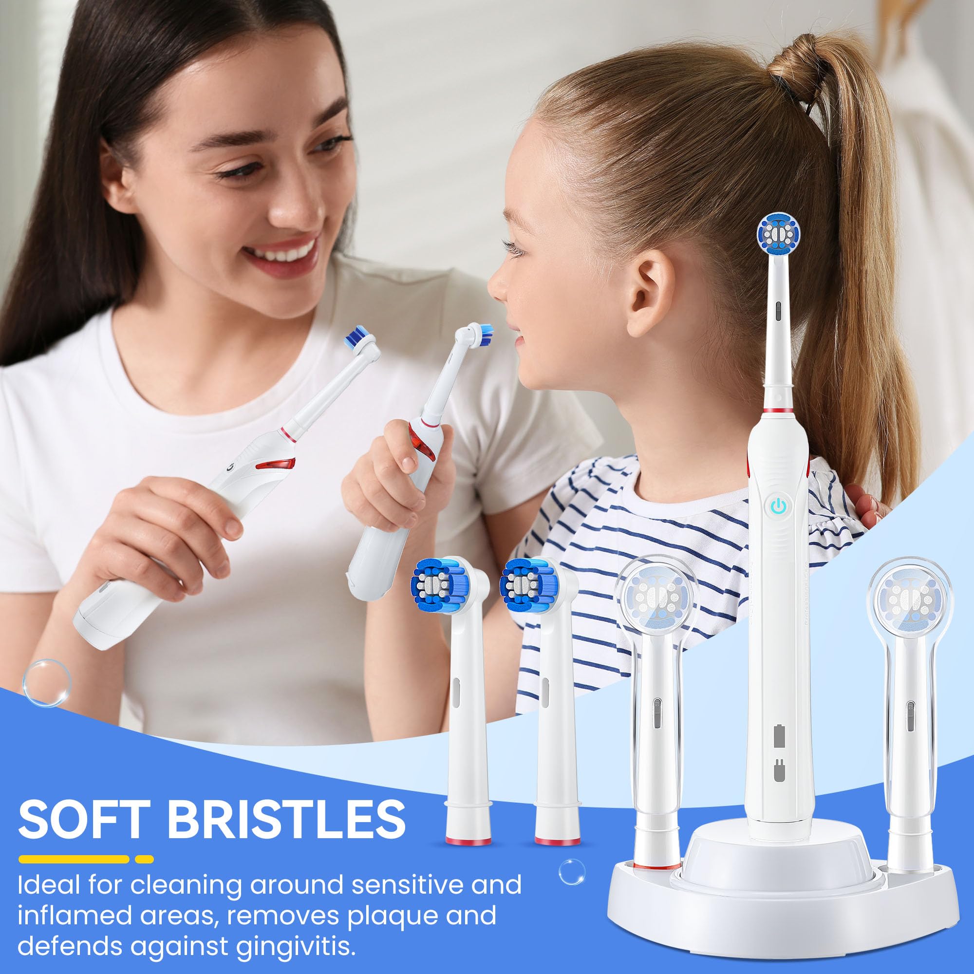 4 Pack Electric Toothbrush Replacement Charger with Holder & Brush Heads - Waterproof Portable Charging Base for Oral-B, Philips Sonicare - Perfect for Travel, Home & Bathroom Use