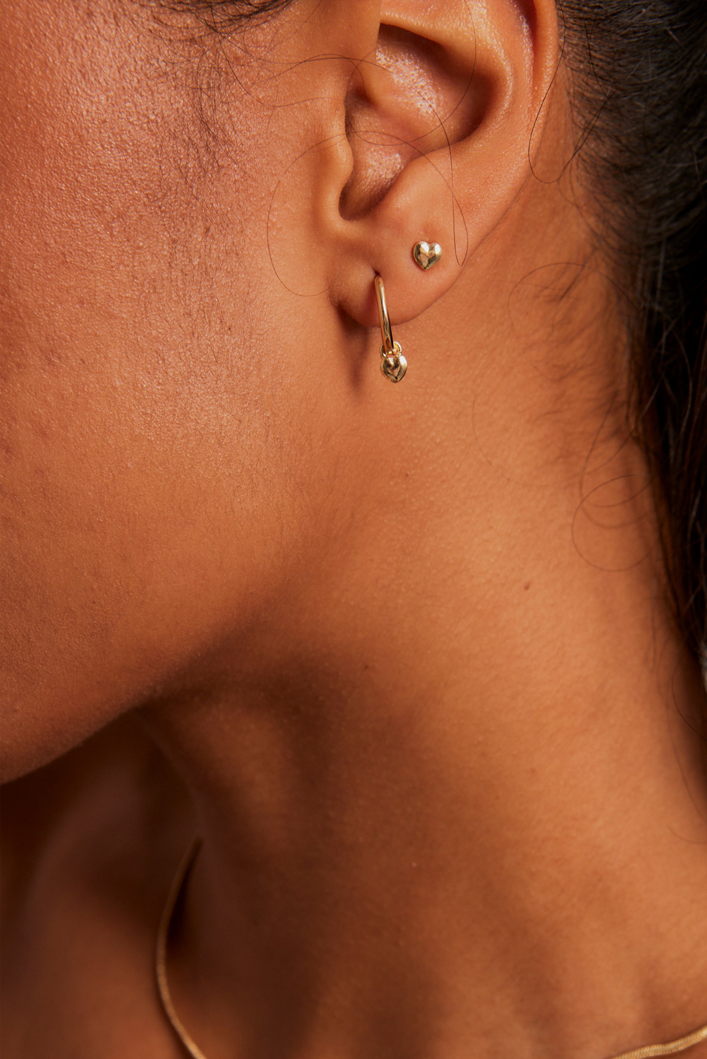 Gold Heart Sleeper Stud Earrings for Women - Dainty & Hypoallergenic - Perfect for Everyday Wear, Gifts & Special Occasions