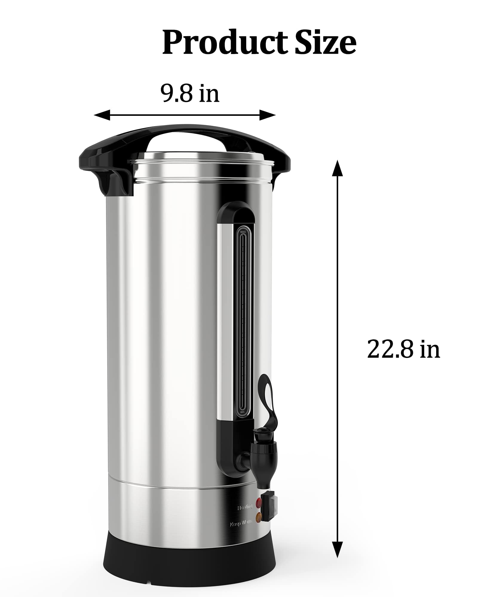 GAOMON 10L (65 Cups) Commercial Coffee Urn - Stainless Steel Fast Brew Electric Coffee & Hot Water Dispenser for Catering, Meetings, Parties - Perfect for Large Events, Restaurants, and Office Break Rooms - Silver
