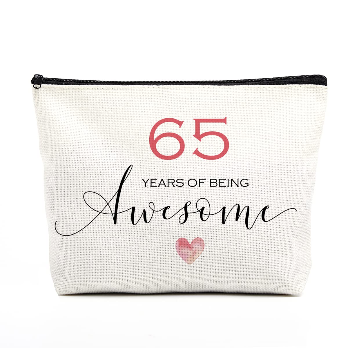 **65th Birthday Gifts for Women - Inspirational Makeup Bag & Birthday Decorations - Perfect for Grandma, Mom, BFF - 65 Years of Being Awesome - Great for Travel, Spa Days & Special Celebrations**