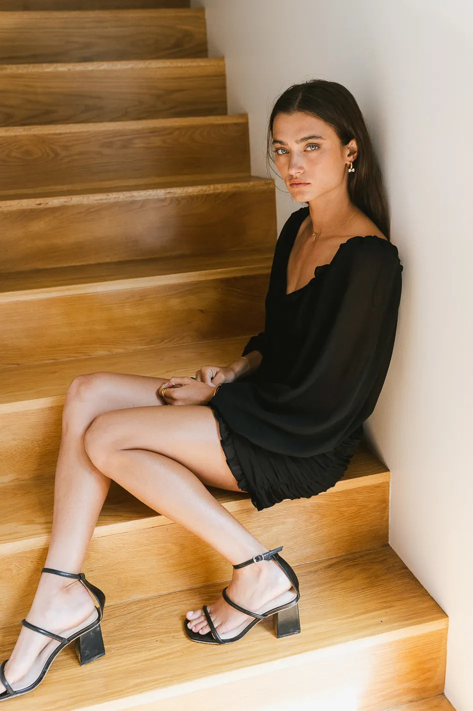 Adia Mini Dress in Black - Elegant Short Sleeve Party Dress for Women | Perfect for Cocktail Parties, Date Nights & Summer Outings