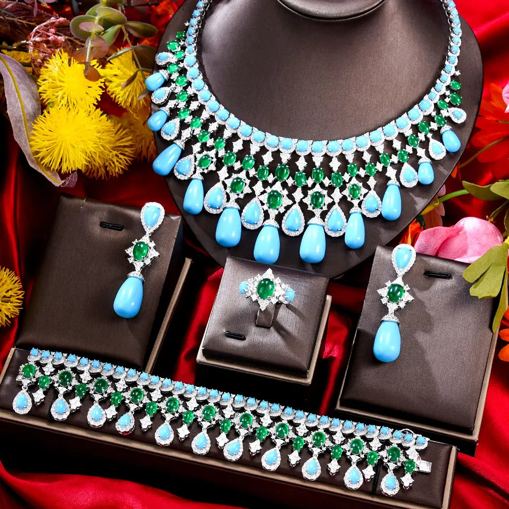 Flowing Gems Jewelry Set - Elegant Necklace & Earrings for Women | Perfect for Parties, Weddings & Special Occasions