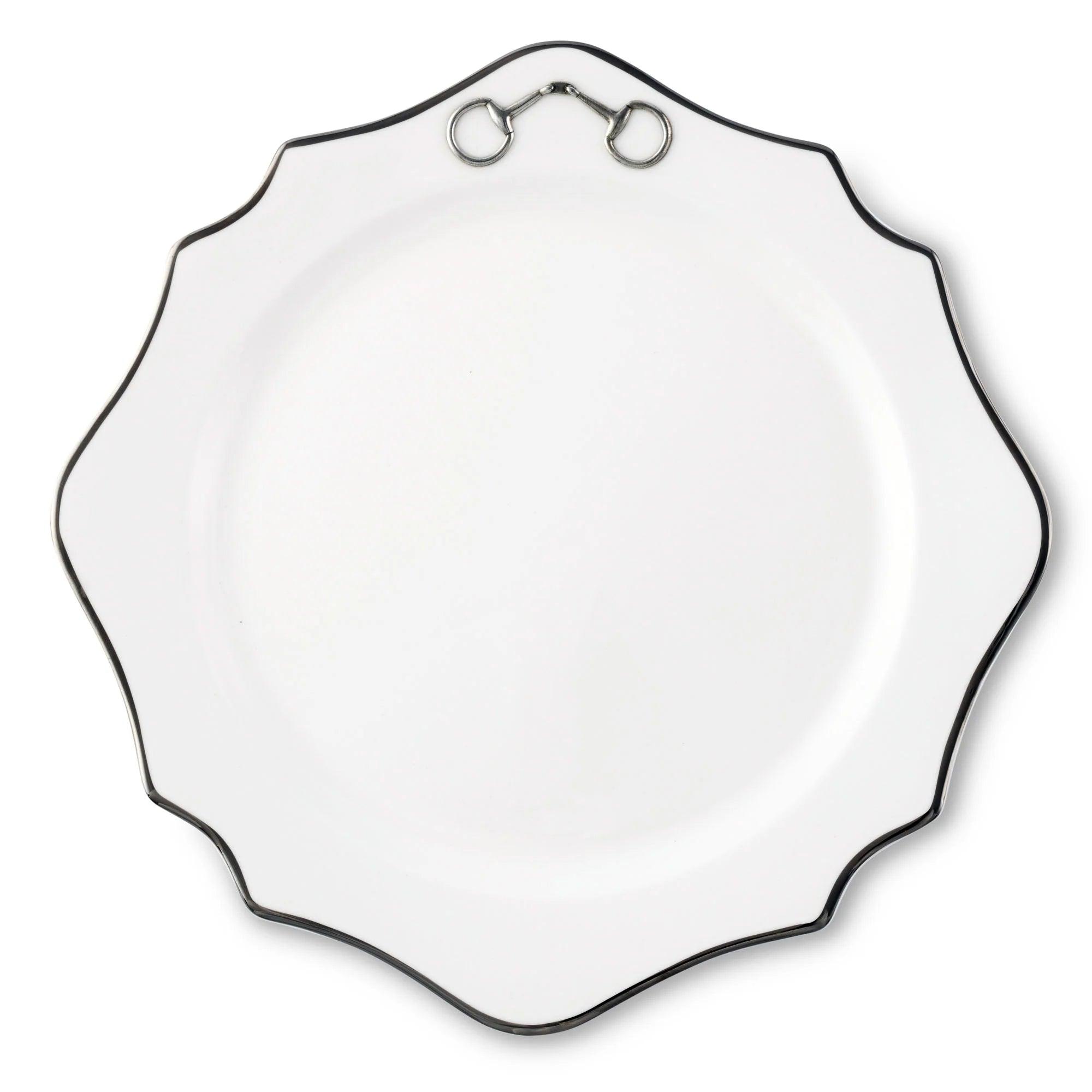 Platinum Scallop Snaffle Bit Charger Plate - Elegant Table Setting for Weddings, Parties & Special Events