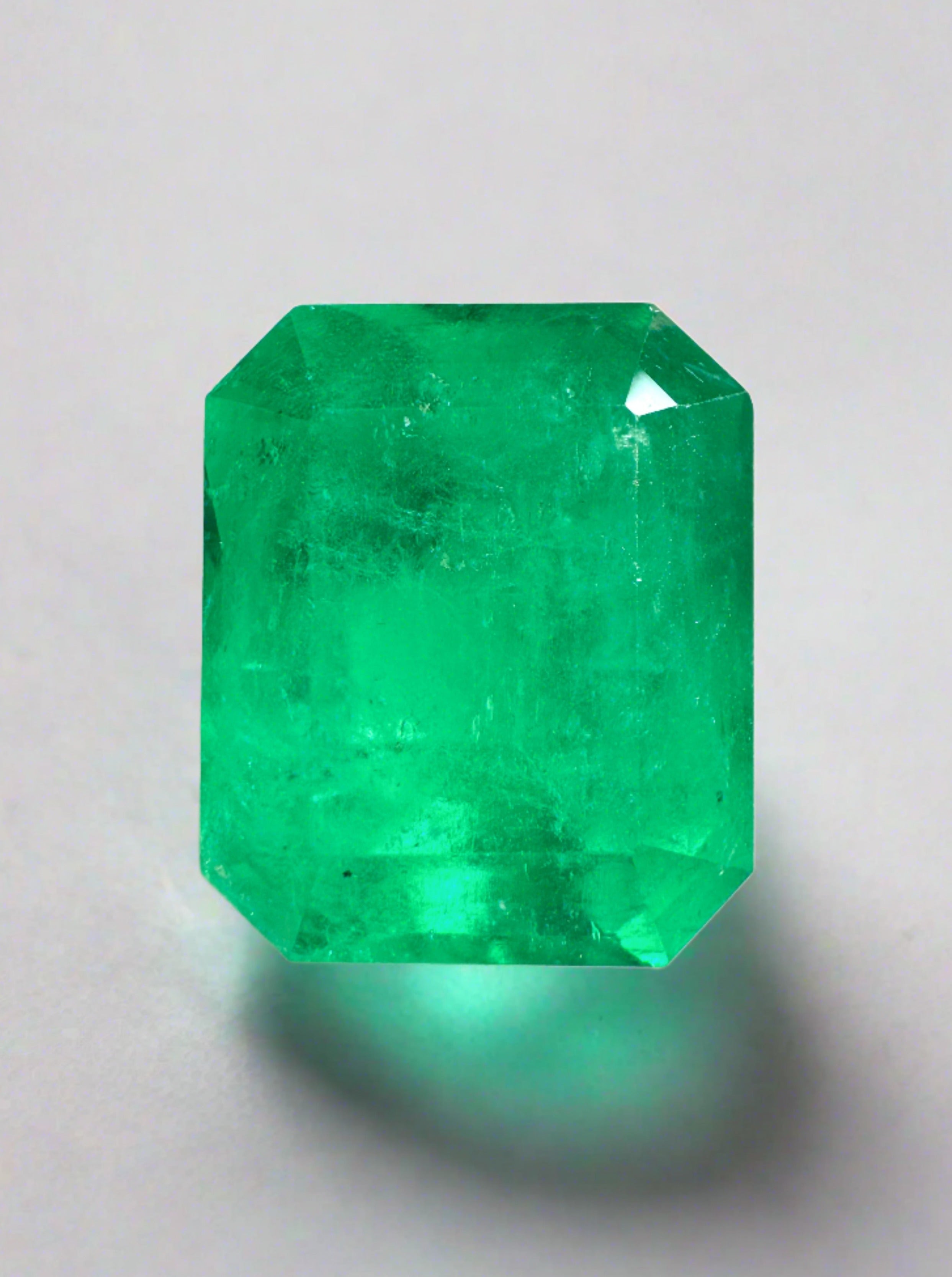 9.28 Carat 13x11mm Yellowish Green Emerald Cut Loose Colombian Emerald Gemstone for Jewelry Making - Perfect for Rings, Necklaces & Engagement Rings