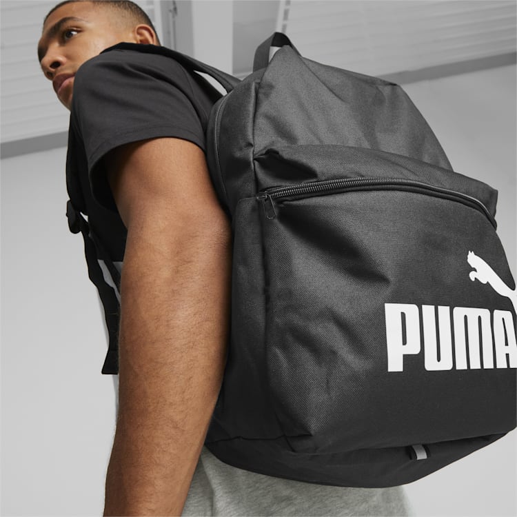 PUMA Phase Black Backpack for Men & Women - Lightweight Durable Laptop Backpack for Work, School, Travel & Gym - Water Resistant Casual Daypack with USB Charging Port
