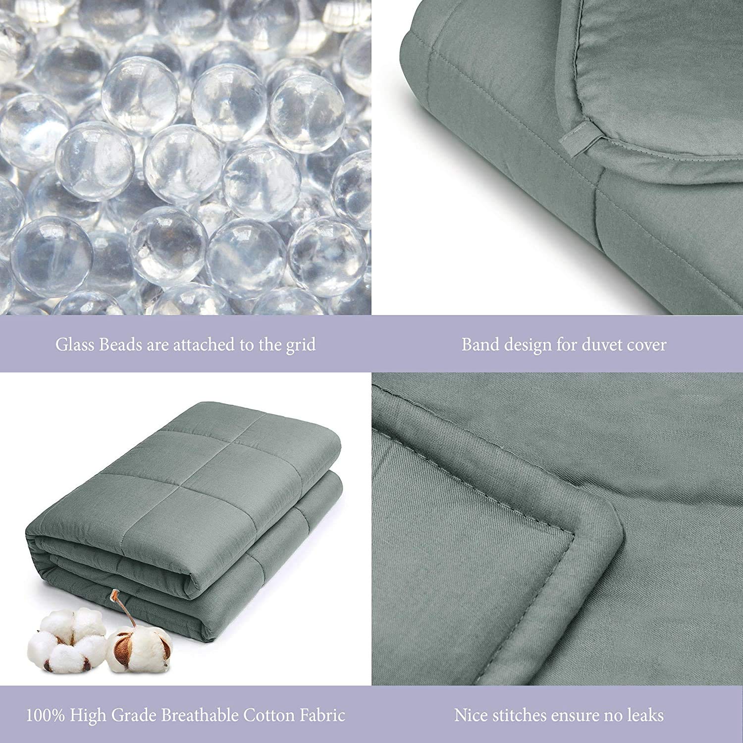 Royal Therapy Weighted Blanket 15lbs - 100% Cotton Heavy Blanket with Premium Glass Beads for Adults (48