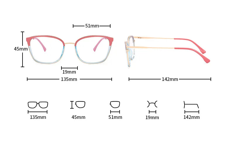 CCspace Women's Full Rim Square TR90 Titanium Eyeglasses 56863 - Lightweight & Durable Glasses for Work, Reading & Fashion