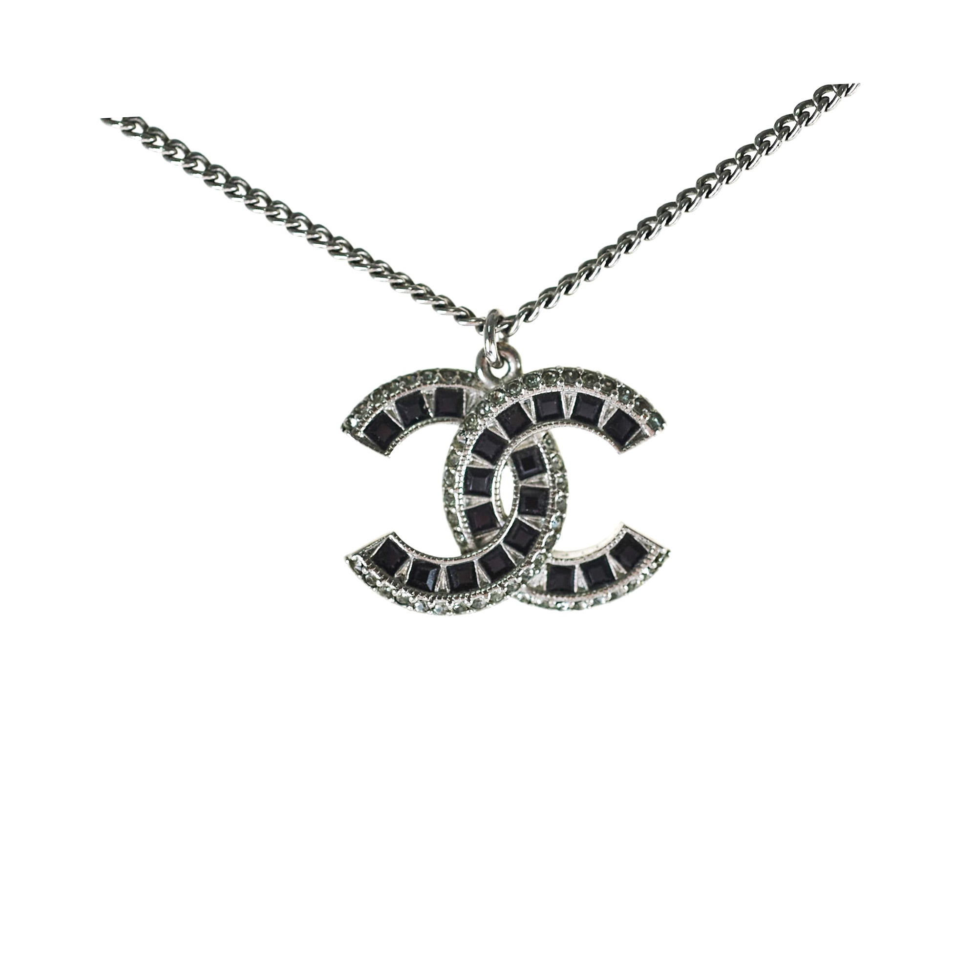 Chanel CC Silver Necklace for Women - Elegant Costume Jewelry for Party, Wedding & Everyday Wear