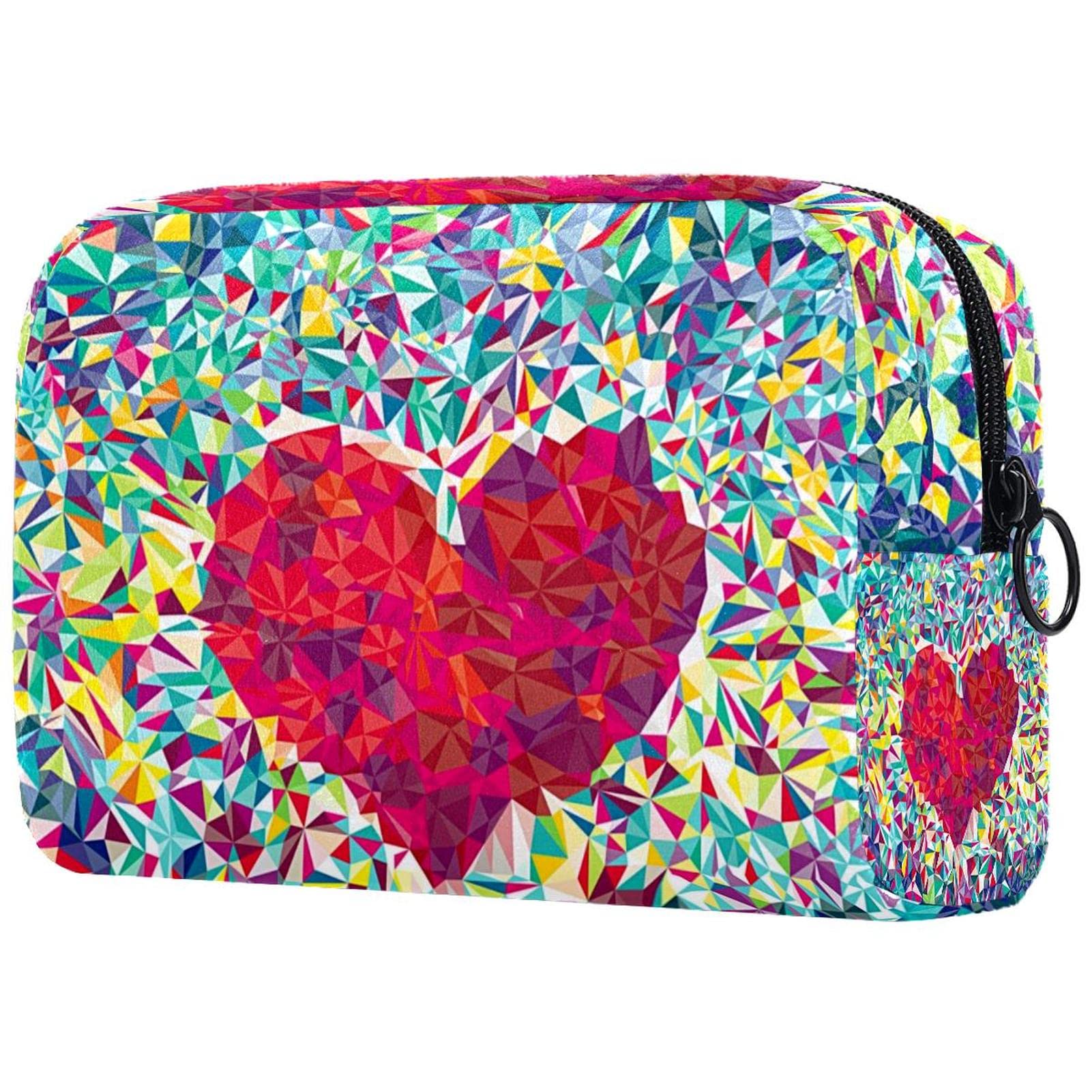Colorful Travel Makeup Bag with Brush Holder - Portable Cosmetic Organizer for Professionals