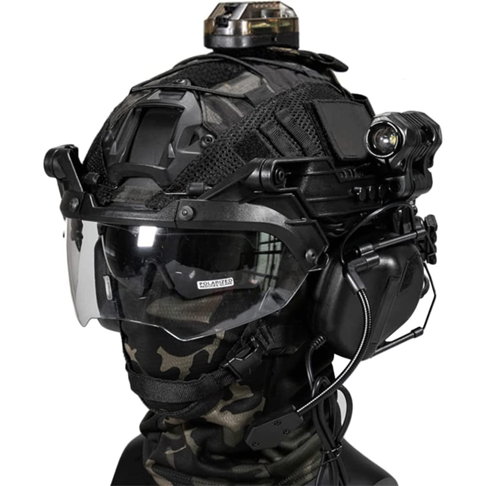 Tactical Airsoft Fast Helmet Set with Headset & Cover - Adjustable Military Helmet for Airsoft, Paintball, Outdoor Hunting & Shooting Sports (One Size, Black) - Perfect for Tactical Training, Combat Simulation & Outdoor Adventures
