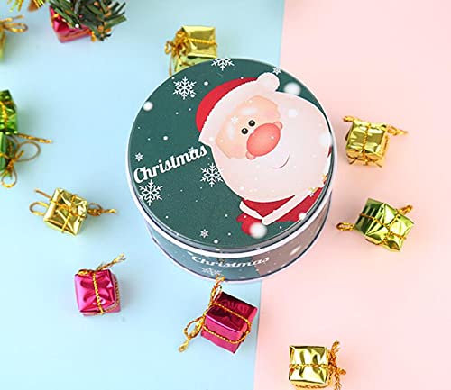 4 Pack Small Christmas Candy Jars with Lids - Round Empty Tin Containers for Holiday Treats, Biscuits, Chocolates & Party Favors | Perfect for Christmas Gifts, Cookie Exchanges & Festive Dessert Displays