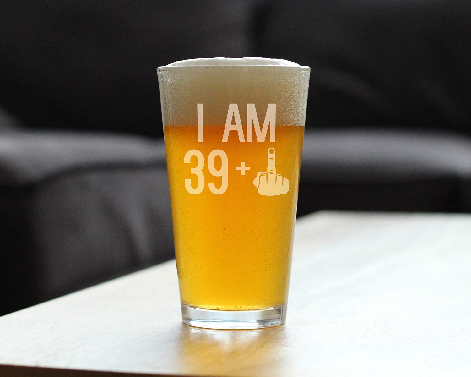 39 + 1 Middle Finger 16 oz Beer Pint Glass - Hilarious 40th Birthday Gift for Men & Women Turning 40 - Perfect for Parties, Gag Gifts & Celebrations