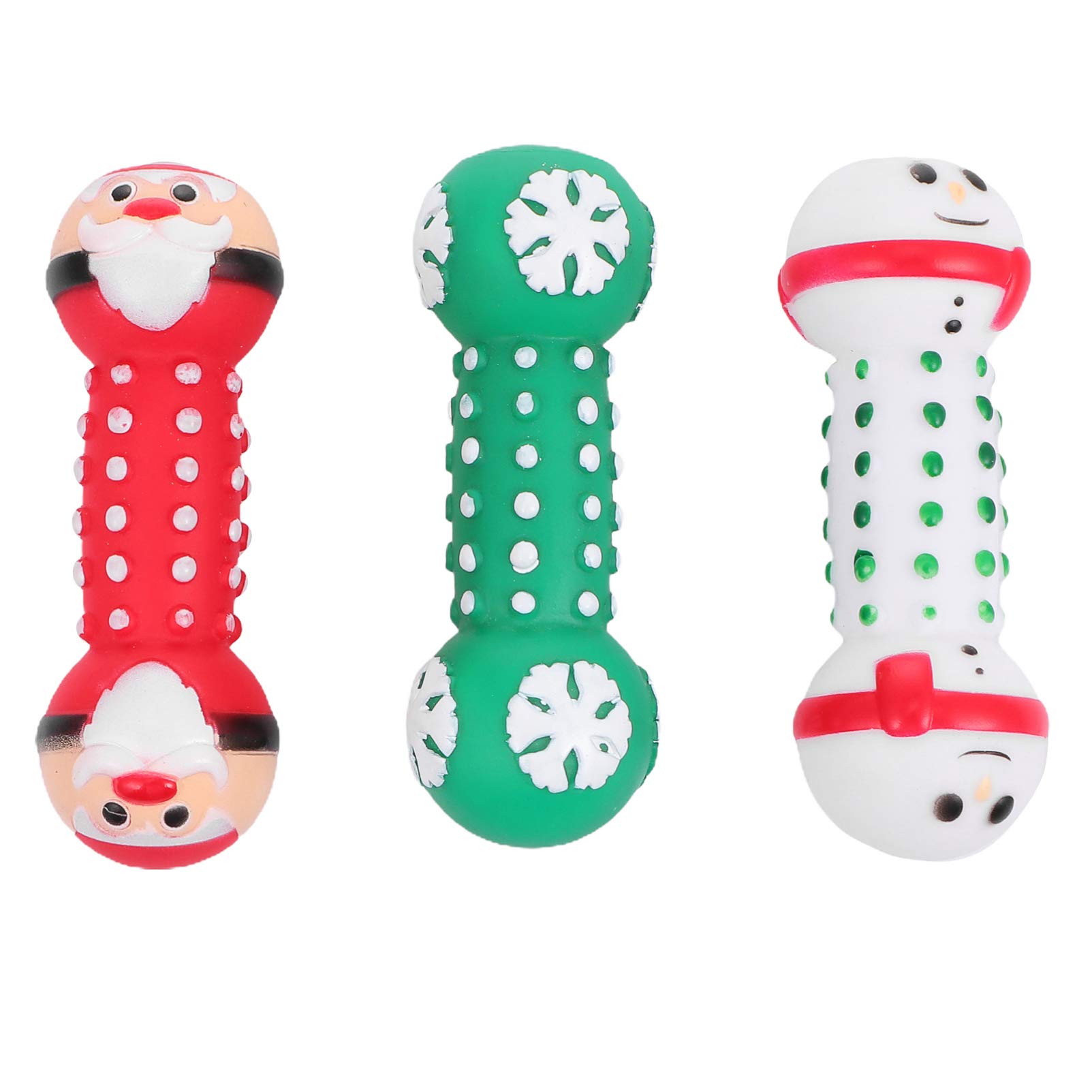Balacoo 3-Piece Christmas Dog Toy Set - Squeaky Snowflake, Santa & Snowman Chew Toys with Bite Sound for Puppies | Holiday Pet Gifts for Teething, Playtime & Christmas Parties